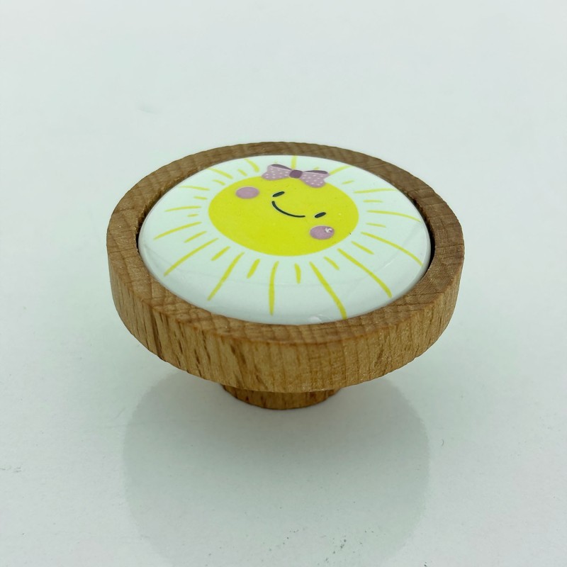 Ahşap Düğme Güneş Kulp